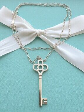 Retired large crown key pendant necklace